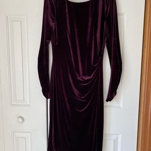 Deep purple velvet long sleeve dress